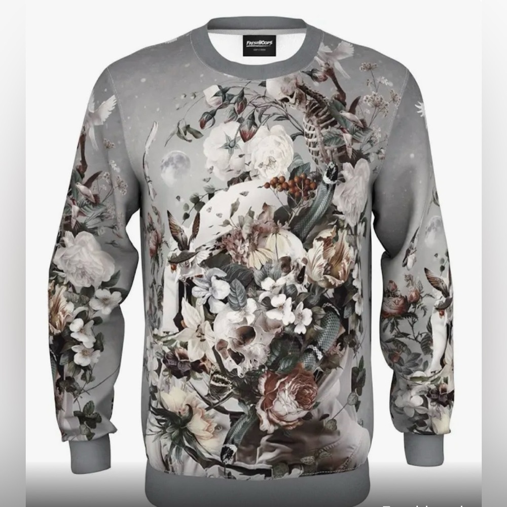 FRESH HOODS FLORAL SPACE SWEATSHIRT GREY - XXL
